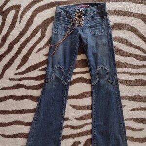 Guess, vintage boot cut suede lace up jeans 28